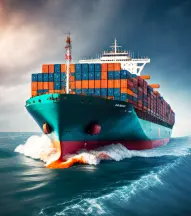 Container ship at sea 